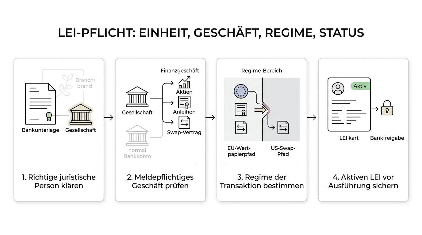 Ablaufgrafik zur Prüfung, ob eine juristische Person für ein Wertpapier- oder Derivategeschäft einen LEI braucht.
